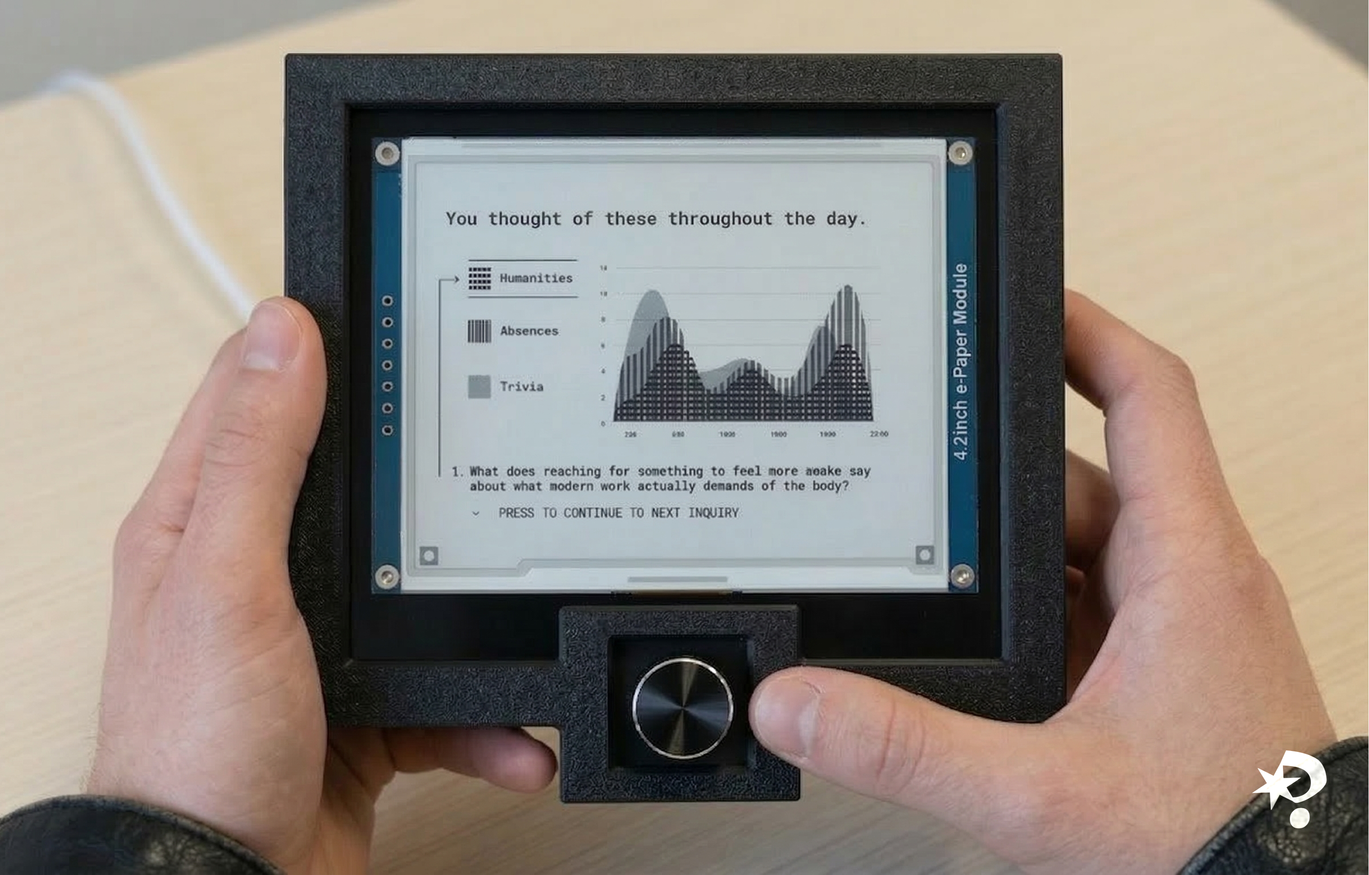 Curiosity Agent product image — close-up of device and e-ink display.